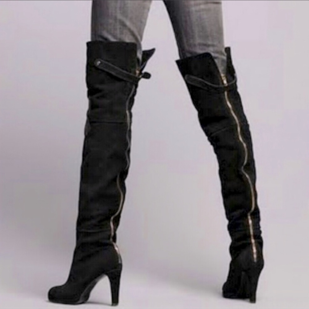 Kelsi Dagger Ebony Suede Over The Knee Boots